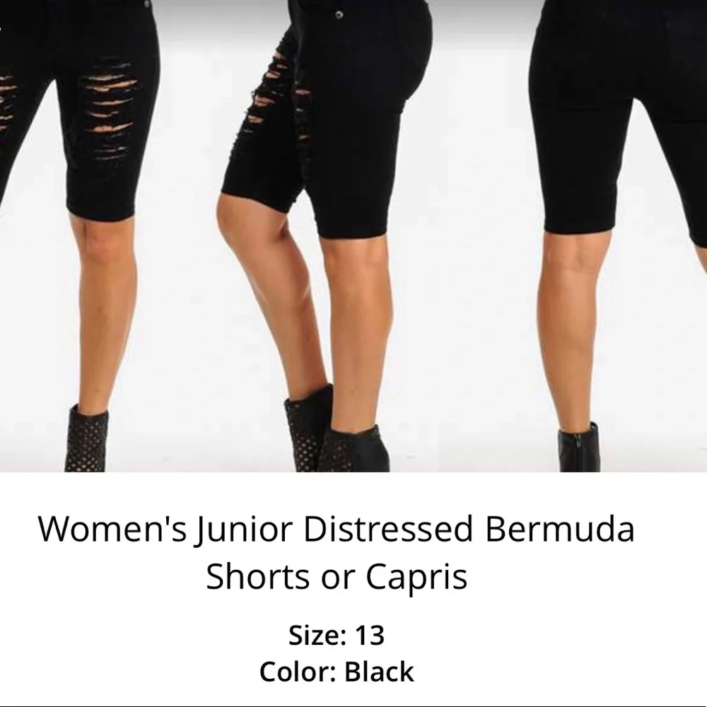 bqb Distressed Bermuda Jean Shorts - Picture 4 of 7